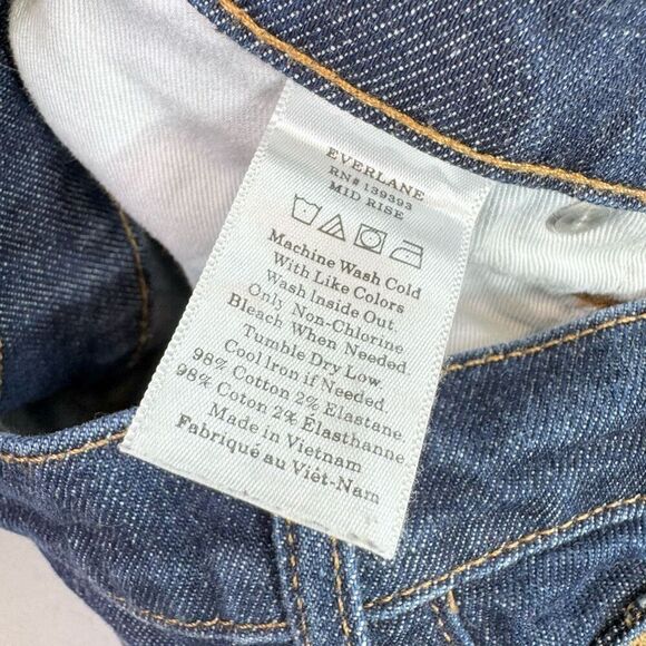 Everlane Jeans Womens 29 Blue Dark-Wash Regular Straight-Leg Mid-Rise Denim - Picture 7 of 9